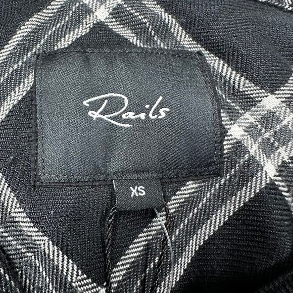 Rails NWT Hunter Button Front in Ash Cream Grey Plaid Size XS Long Sleeve Top - Picture 4 of 9